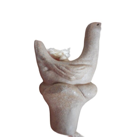 Vintage 1985 Flat Earth Pottery Duck Wick Topper Oil Lamp Vase Artist Signed #3 - Picture 6 of 11